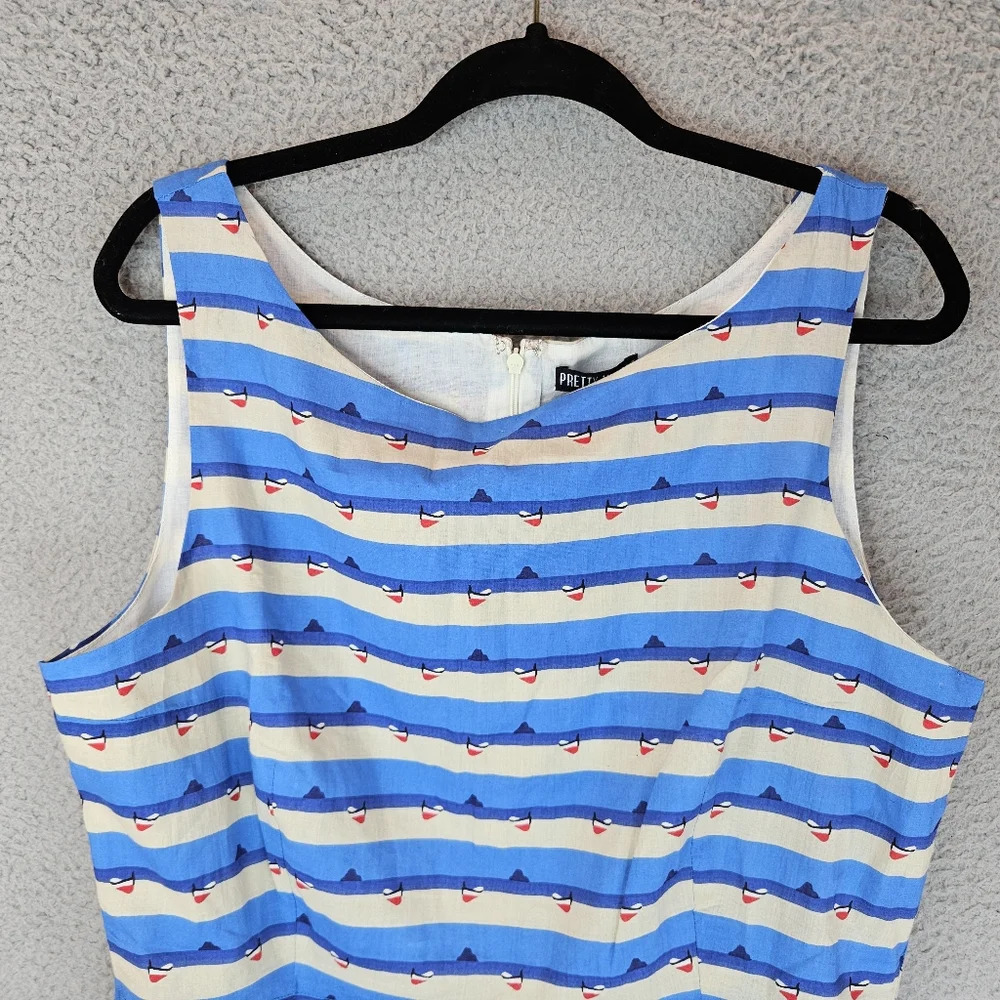 Pretty Vacant Dress Sz XL Nautical Print All Cotton Lined Lightweight Womens - Picture 3 of 13